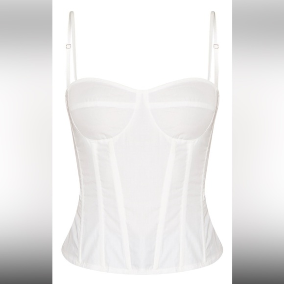 PrettyLittleThing White Structured Corset Top 🤍 Chic Bustier Style | Size 4 - Picture 4 of 11